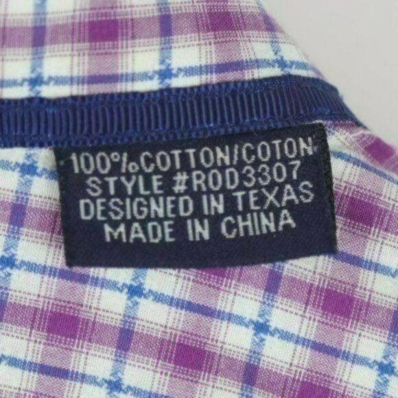 Panhandle Slim Roughstock Men's XXL Purple Blue Cotton Plaid Long Sleeve Shirt - Picture 7 of 8